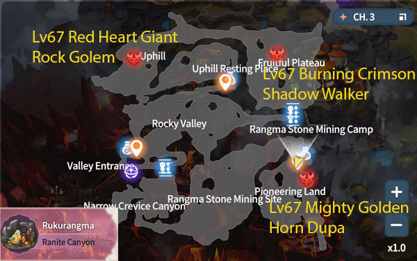 Rukurangma Ranite Canyon Map